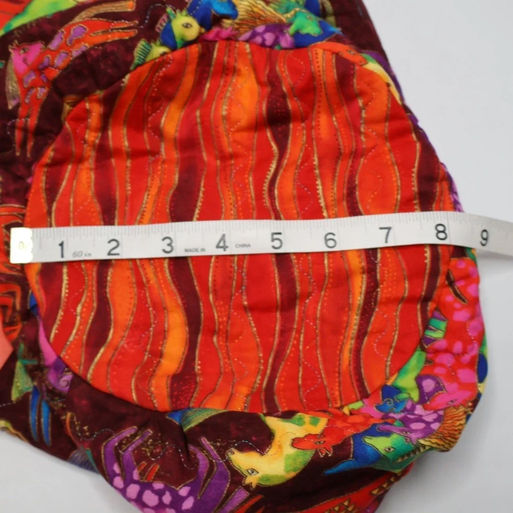 Handmade‎ Laurel Burch Fabric Horse Drawstring Bag Quilted Colorful Psychedelic